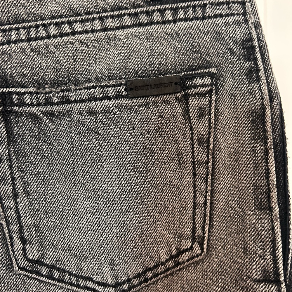 Saint Laurent Black Washed Denim Mini Skirt - Picture 3 of 12